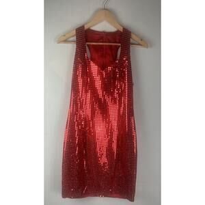 VTG 90s Y2K Roberta Red Sequins Short Mini Dress Sz 7/8 Sweetheart Neck Glam